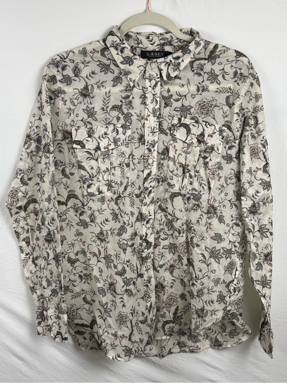 Lauren Ralph Lauren women’s XL Cream Floral Button-Front Shirt Jacket